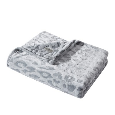 Kenneth Cole Reaction Hudson Leopard Throw Blanket - 50" X 70" - Grey