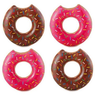 4 Summer Waves Chocolate or Strawberry Pink Donut Inflatable Swimming Pool Float