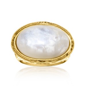 Ross-Simons Mother-Of-Pearl Oval Ring in 18kt Gold Over Sterling - 1 of 4