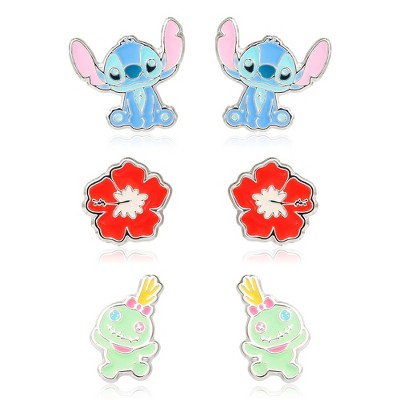 Disney Lilo and Stitch Experiment 626 Silver Plated Stud Earring Set - 3 Pairs