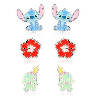 Disney Stitch & Angel Sterling Silver Stud Earrings