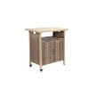 DOMETOUR Light Brown Outdoor Wicker Bar Cart with Wheels, Patio Wine Serving Cart, Rattan Beverage Bar Table for Garden or Poolside - 3 of 4