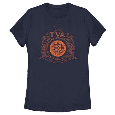 Women's Marvel Loki Tva Distressed Logo T-shirt - Navy Blue - Medium ...