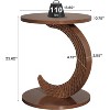 Lantine Round End Table, C-Shaped Sofa Side Table with Carving Texture, Vintage Wooden Bedside Nightstand for Living Room, Bedroom, Walnut Brown - 2 of 4