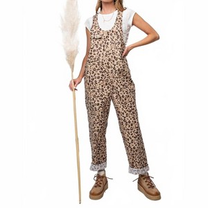 Women's Animal Leopard Printed Jumpsuit - Easel - 1 of 2