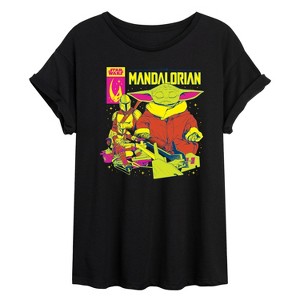 Women's - Star Wars - The Mandalorian Mando Cover Oversized Graphic T-Shirt - 1 of 4