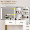 Vanity Desk with Mirror & Lights,Makeup Vanity Desk Charging Station,LED Light with 3 Lighting Modes,5 Large Drawers & 3 Tiers of Open Shelves - 3 of 4