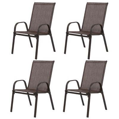 4 Piece Portable Patio Camp Chairs,Outdoor Camping Lawn Chairs with Textilene Fabric Set of 4,High Back Garden Chairs with Armrest-Coolbibila