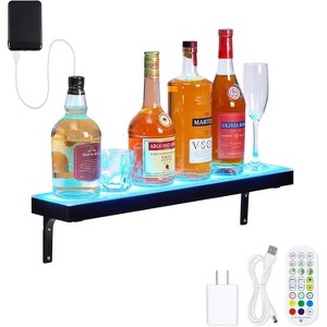 1 Tiers 24 Inch Acrylic Wall Mounted Whiskey Rack Stand with Remote and App Control - 1 of 4