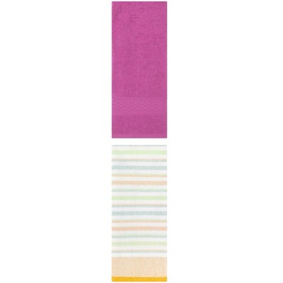 REGALWOVEN Striped Pattern Cotton Bathroom Hand Towel for Face Hair 13" x 30"/13" x 27" 2 Packs