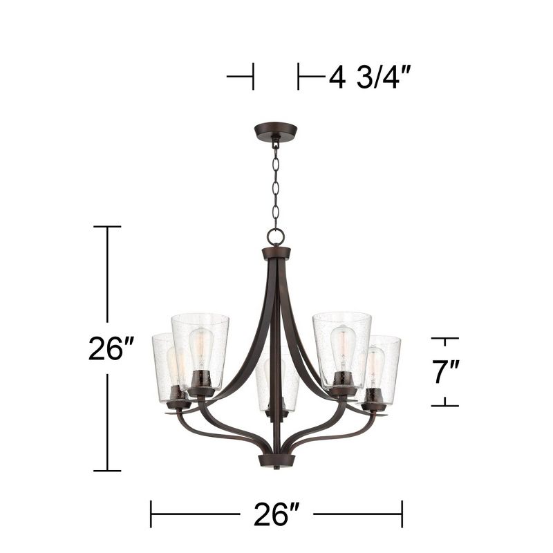 Franklin Iron Works Merriman Bronze Pendant Chandelier 28" Wide Modern Industrial Clear Seeded Glass 5-Light Fixture for Dining Room Kitchen Island, 4 of 8