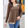 BLUEMING Womens Polo Shirts Color Block Faux Layering Shirts Plaid Shirts Teacher Shirts Everyday Tops - 3 of 4