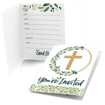 Big Dot of Happiness Elegant Cross - Fill In Religious Party Invitations (8 count)