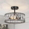 LNC Ballet 2-Lights 12.5-in Matte Black and Crystal Glass Drum LED Semi-flush Mount Lights - 2 of 4