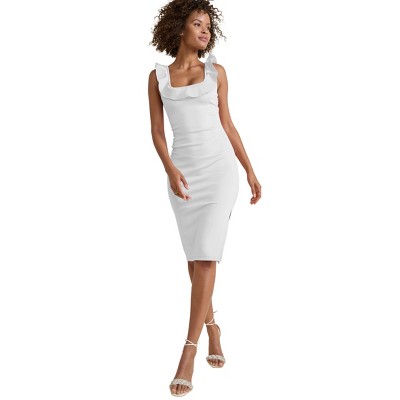 VENUS Womens Ruffle Neck Midi Dress