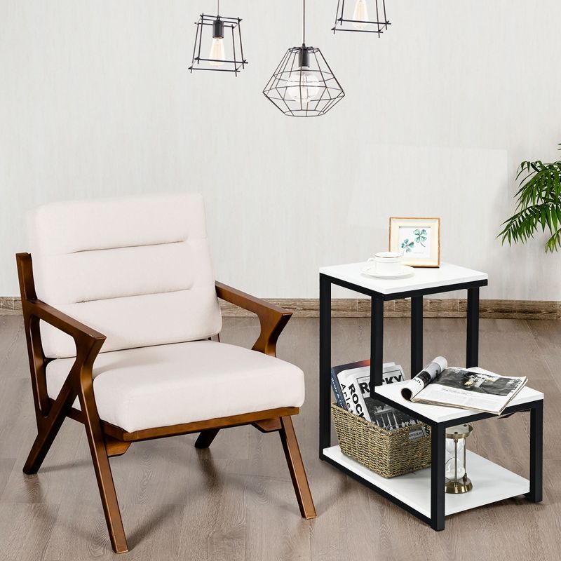 Costway 3-Tier End Table Sofa Side Table Night Stand W/ Shelf for Living Room White, 4 of 11