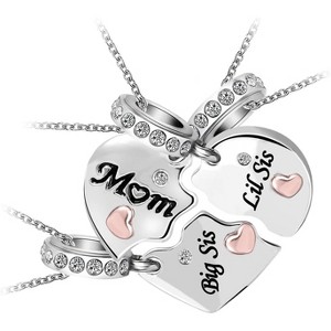 Rose Gold Puzzle Heart Necklace Set for 3 - Matching Mother/Daughter/Sister Jewelry - 1 of 4