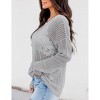 Sheer Tops for Women Summer Breathable Pullover Sweater Crochet Tops Long Sleeve Hollow Out Beach Summer Sweater Beach Cover Ups - 3 of 3
