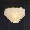 ALOADECOR Unique/Statement Coastal Natural Capiz Shell Round Tiered Chandelier - 3 of 4