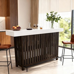 Coucheta 63-inch Modern Farmhouse Bar Table with 2-Tier Storage & Footrest, Wooden Counter Height Pub Table for Kitchen Dining Room - 1 of 4