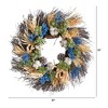 Nearly Natural 22” Autumn Cotton, Eucalyptus, Berries and Pinecones Artificial Fall Wreath - 2 of 4