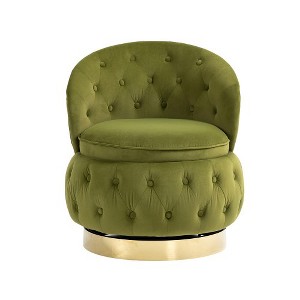 Swivel Barrel Chair With Storage, Soft Cushion 360° Rotation Round Velvet Chair, Sofa Barrel Chairs For Living Room, Bedroom, Office, Green - 1 of 4