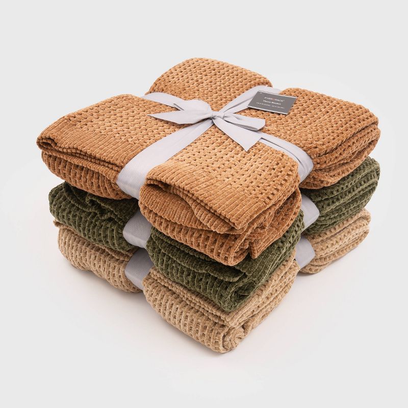50"x60" Shiny Waffle Chenille Knit Throw Blanket - Evergrace, 6 of 10
