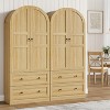 72" Tall Arched Kitchen Pantry Cabinet, Farmhouse Wood Storage Cabinet with 2 Large Drawers, Glass Door, Freestanding Versatile Pantry Cabinets - 4 of 4