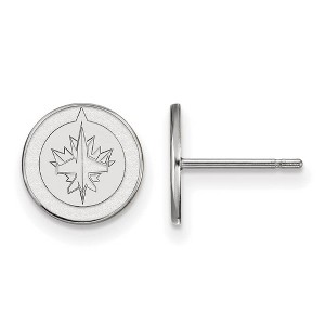 Black Bow Jewelry 10k White Gold Winnipeg Jets NHL Stud Earrings - 1 of 3