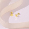 Girl's Round Engravable Screw Back 14k Gold Earrings - In Season Jewelry - 4 of 4
