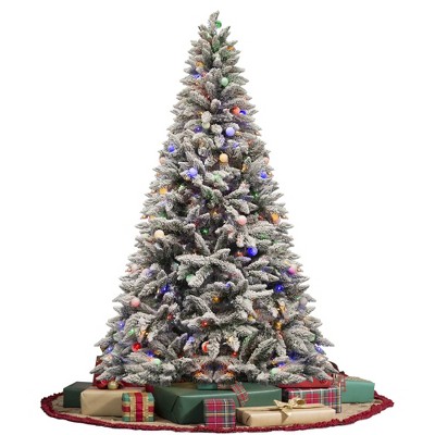 YARDSIGHT 6ft/7.5ft Pre-Lit Premium Snow Flocked Hinged Artificial Christmas Tree with 300 Lights/480 Light