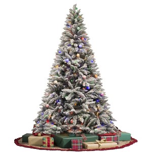 YARDSIGHT 6ft/7.5ft Pre-Lit Premium Snow Flocked Hinged Artificial Christmas Tree with 300 Lights/480 Light - 1 of 4