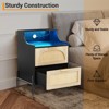 Rattan Nightstand with Charging Station, Wooden Accent End Table with 2 Drawers, Sofa Side Table for Living Room Bedroom - 4 of 4
