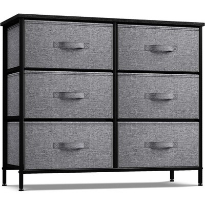 Sorbus 6 Drawers Dresser- Storage Unit with Steel Frame, Wood Top, Fabric Bins - for Bedroom, Closet, Office and more