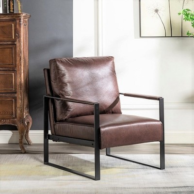 NicBex PU Leather/Microfiber/Velvet Accent Chair with Metal Frame,Mid Century Arm Chair with Cushion for Bedroom,Reading Room