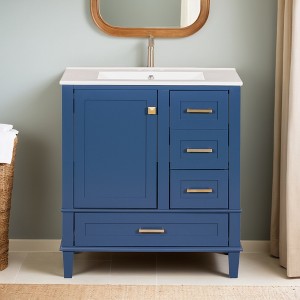 30" Bathroom Vanity, Modern Bathroom Cabinet with Sink Combo Set, Bathroom Storage Cabinet with a Soft Closing Door and 3 Drawers - Leovsnove - 1 of 4