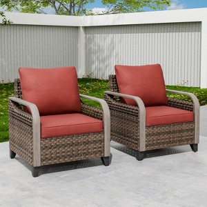 EAGLE PEAK Patio Chair Curved Armrest, Rattan Patio Furniture, 2 Chairs - 1 of 4