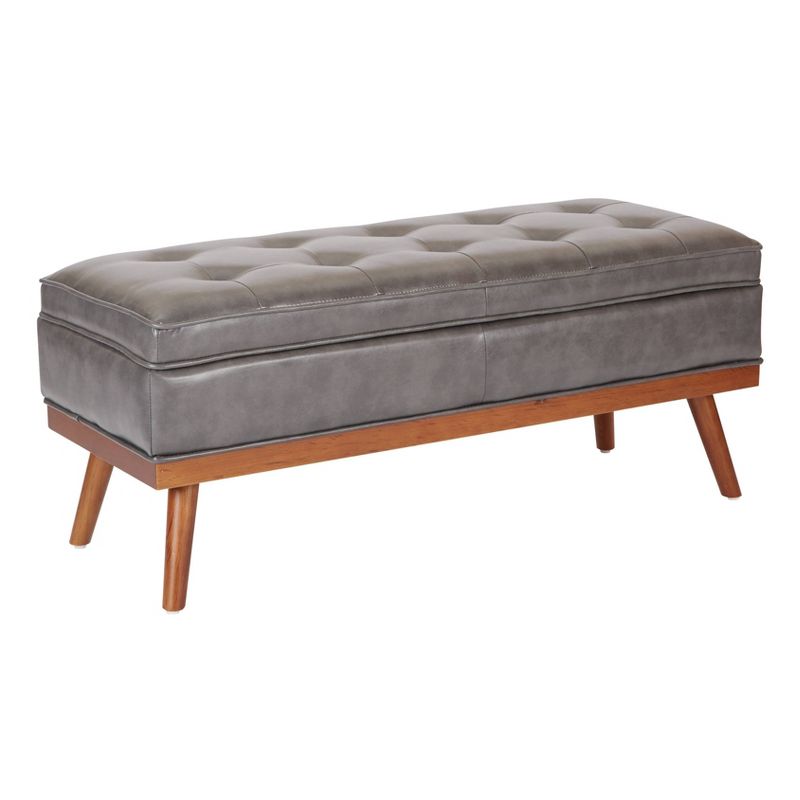 Katheryn Bonded Leather Storage Bench Pewter - OSP Home Furnishings, 1 of 8