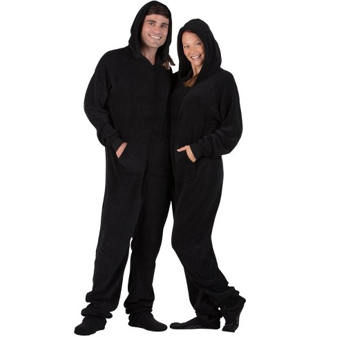 Footed Pajamas - Family Matching - Jet Black Hoodie Chenille Onesie For  Boys, Girls, Men And Women