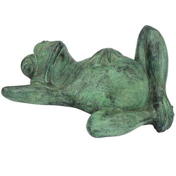 Design Toscano Spitting Lazy Frog Emerald Verde Cast Bronze Garden Statue