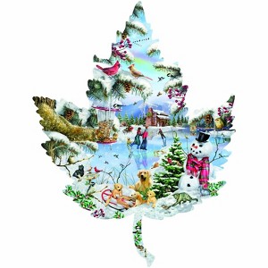 Sunsout Winter on the Lake 1000 pc Special Shape Christmas Jigsaw Puzzle 95310 - 1 of 4