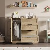 43.3"H Armoire Wardrobe Closet with 4 Drawers and Hanging Rod, Multifunctional Wood 4 Drawers Dresser with Storage Closet, Clothing Storage Cabinets - 3 of 4