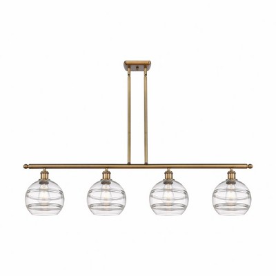 Rochester - 4 Light Stem Hung Island In Industrial Style-10.38 Inches Tall and 48 Inches Wide