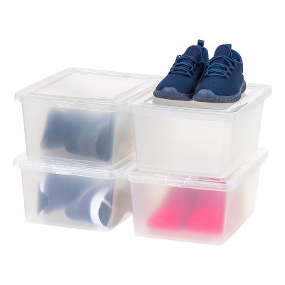 Clear Plastic Stackable Lidded Storage Box Set, 14.5qt