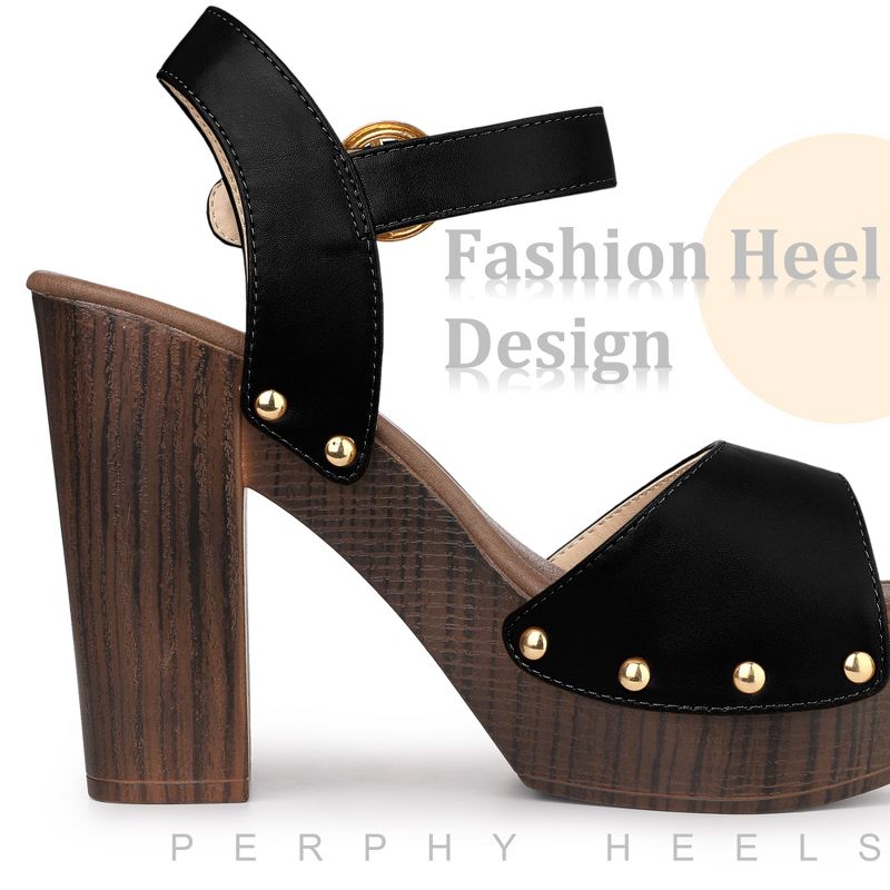 Perphy Platform Buckle Ankle Strap Chunky High Heels Sandals for Women, 4 of 7