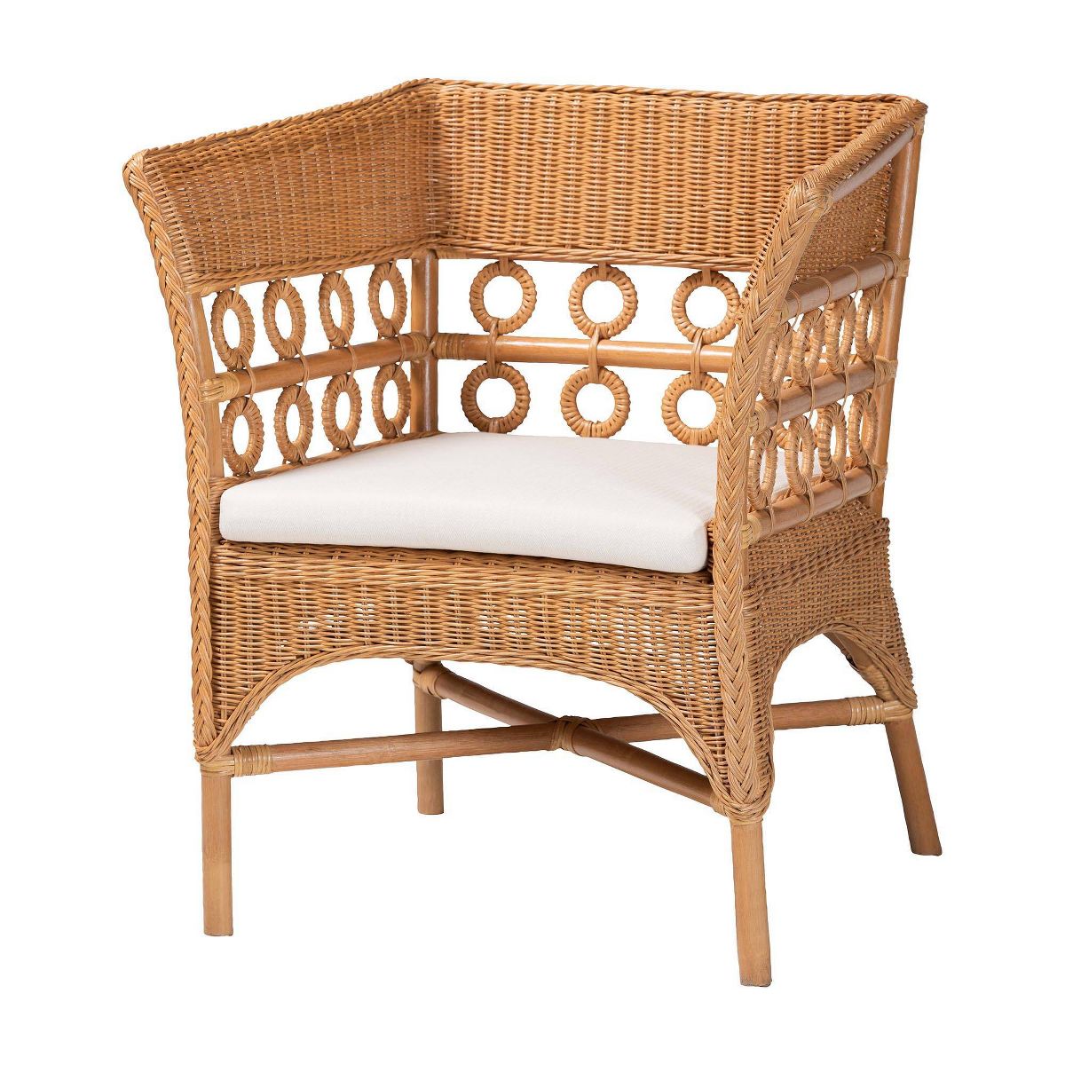 bali & pari Oxford Bohemian Rattan Arm Chair Light Honey