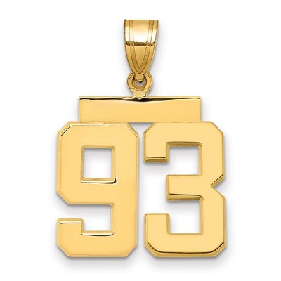 Black Bow Jewelry 14k Yellow Gold, Athletic Collection Medium Polished Number 93 Pendant