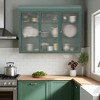 35.45" Wall Mounted Glass Cabinet with 3 Arched Doors, Modern Display Storage Cupboard for Kitchen, Living Room, Bathroom - 2 of 4