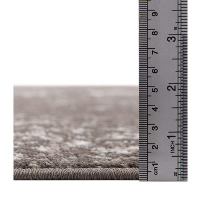 Taupe and Greige Floral Motif Low Pile Area Rug