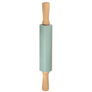 Unique Bargains Silicone Smooth Wooden Handle Non-Stick Kitchen Rolling Pin - 1 of 4